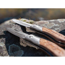 Coltello tascabile BOKER Caveman Steel 440A in acciaio non rivestito con manico in legno decorato