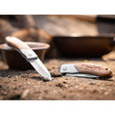 Coltello tascabile BOKER Caveman Steel 440A in acciaio non rivestito con manico in legno decorato