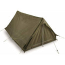 Olive beige genuine French army F1/F2 2-person military surplus tent with waterproof polyester and mosquito net protection.