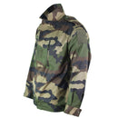 Genuine French Army F2 combat jacket in CCE camo, military surplus, durable and functional with multiple pockets.