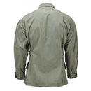 Back view of Mil-Tec US Military style olive drab M64 Vietnam jungle BDU jacket with adjustable waist and cuffs