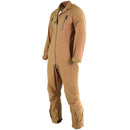 Beige Original British Army Aircrew MK 16 B RAF aramid flight suit coverall with zippered pockets and adjustable cuffs.