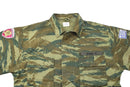 Original Greek military field BDU jacket with lizard camouflage pattern, durable fabric, and multiple functional pockets
