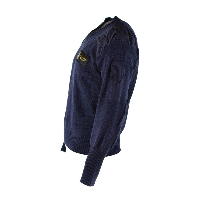 Servizio di difesa britannico originale Pullover Pullover Commando Jumper Blue V-Neck Sweater