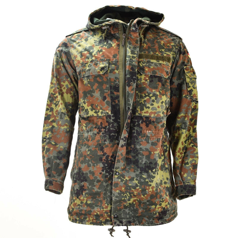Giacca da campo dell'esercito tedesco originale Parka Issumi militare Flecktarn Camo W Liner