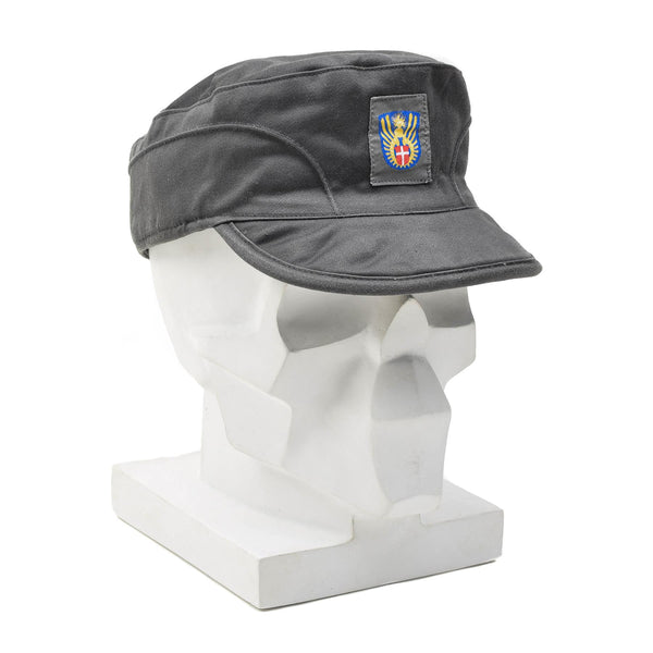Original Danish Military Grey Army Cap pieghevoli a legna pieghevole Vintage Nuovo