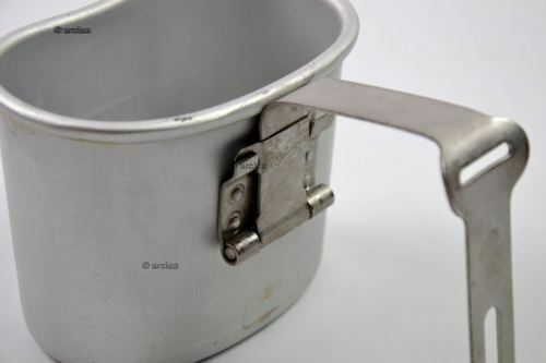 Original Belgian Army Centeen Cup Cup Mess Mess Alluminum Pot Bushcraft come US M1910