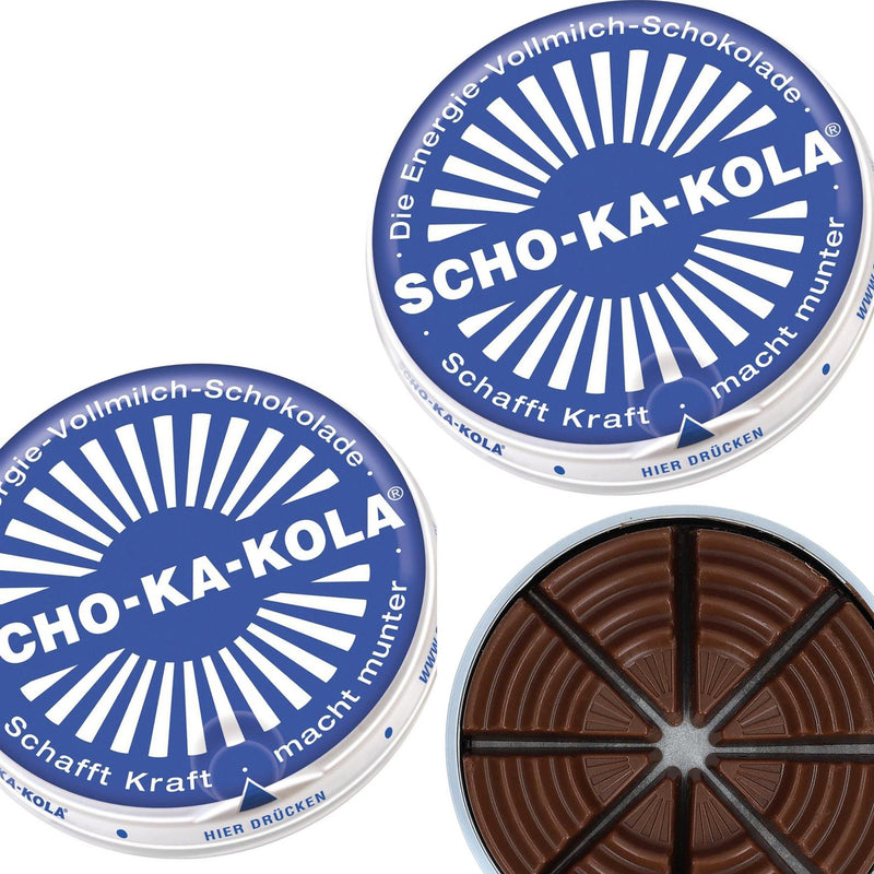 Energia tedesca cioccolato cioccolato scho-ka-kola latte intero 100 g di latta lattina blu