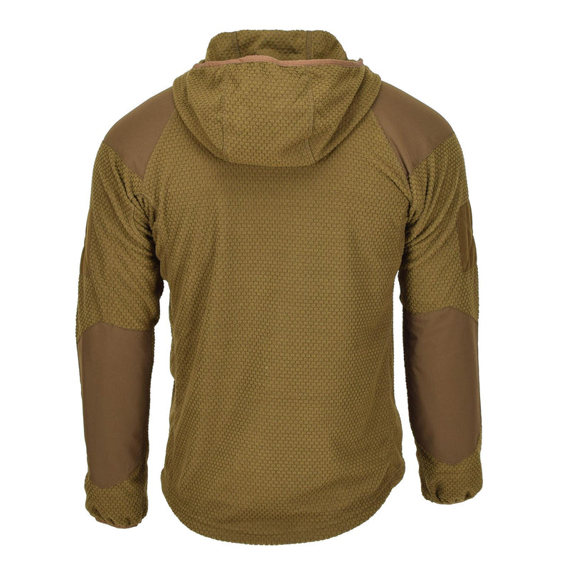 A. Giacca in stile militare Blochl Coyote rinforzato in pile termica con cappuccio nuovo