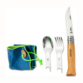 Opinel Picnic+ N°08 Set Posate Coltello Pieghevole Cucchiaio Forchetta Camping Faggio