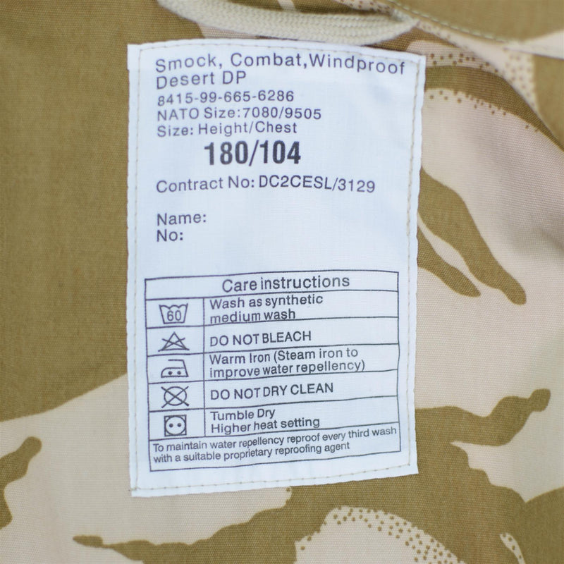 Genuino esercito britannico Parka DPM Deserto Camo Smock Giacca anticarro Problema militare