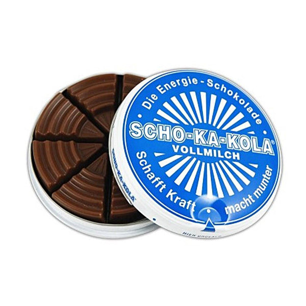 Energia tedesca cioccolato cioccolato scho-ka-kola latte intero 100 g di latta lattina blu