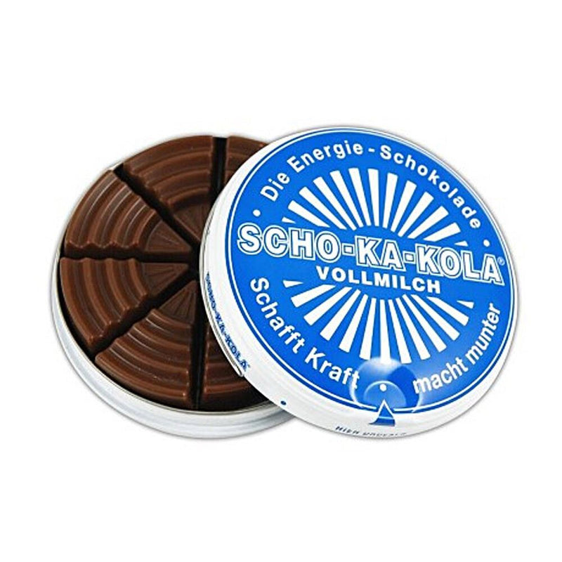 Energia tedesca cioccolato cioccolato scho-ka-kola latte intero 100 g di latta lattina blu