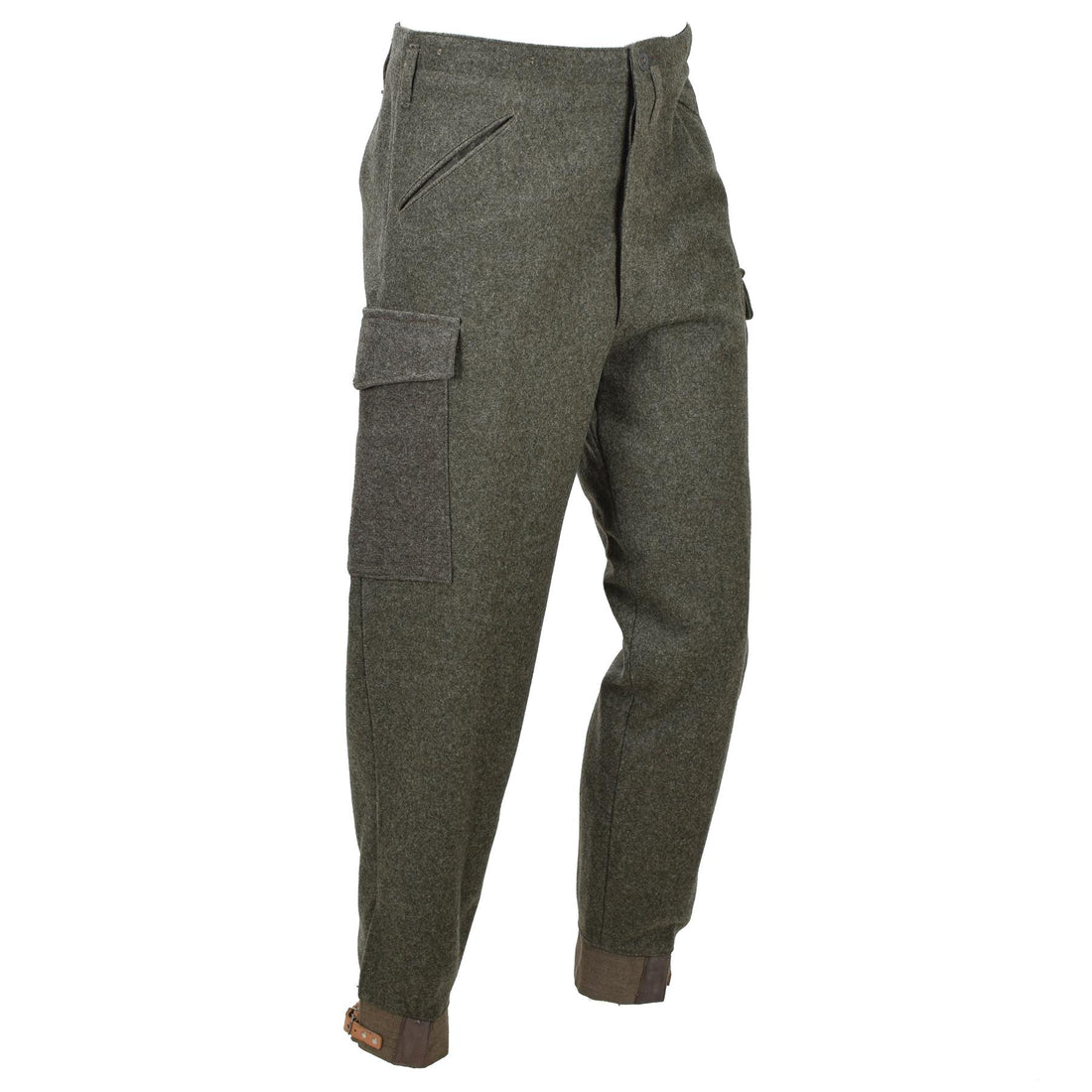 Pantaloni da campo originali M39/58 dell'esercito svedese in lana cargo in eccedenza verde oliva