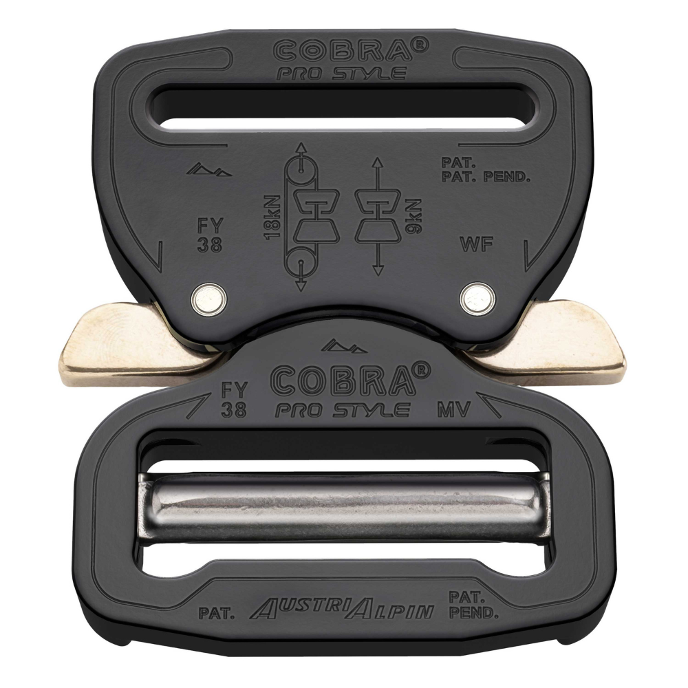 Fibbia per cintura AustriAlpin COBRA PRO STYLE 38 mm XL in alluminio a sgancio rapido nera