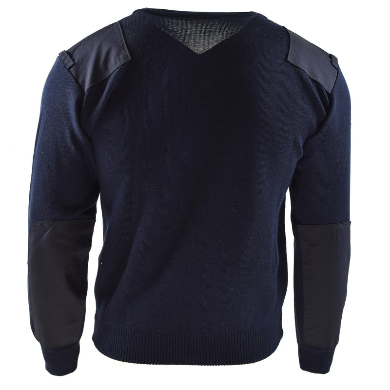 Genuino maglione dell'esercito olandese blu jumper pullover militare per il collo rotondo del collo