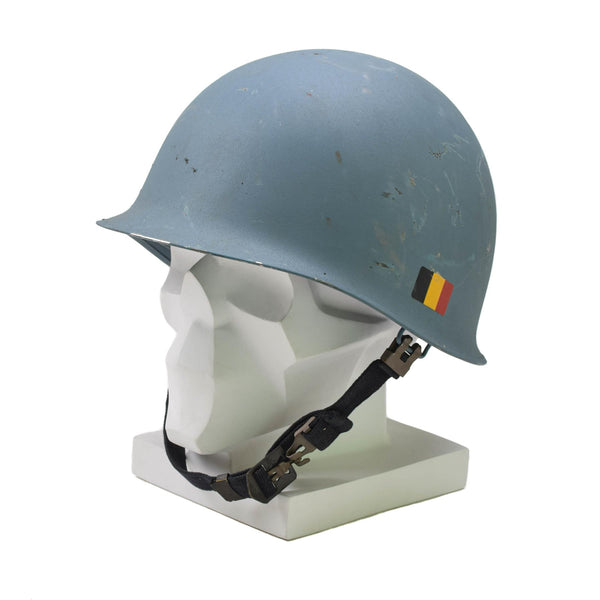 Casco di acciaio belga militare originale M51 Combatti tattici in PVC azzurro