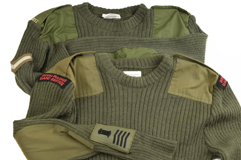 Genuino maglione dell'esercito britannico Pullover Commando Green Olive Wool Men Jumper