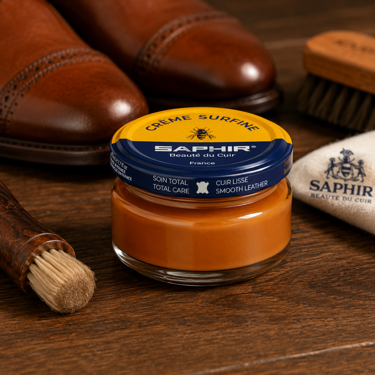 Saphir Creme Surfine Crema per la cura delle scarpe in pelle liscia 50ml Marrone chiaro