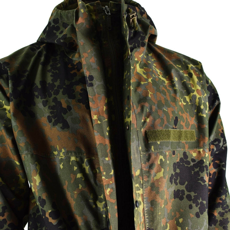 Giacca da campo dell'esercito tedesco originale Goretex Flecktarn Waterproof Rain Gear Parka