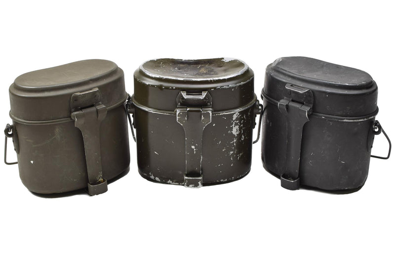 Kit di pasticcio militare austriaco originale in alluminio set di pentole da campeggio escursionistico oliva