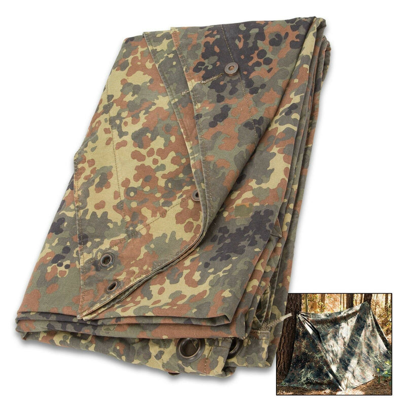 Genuino rifugio dell'esercito tedesco mezzo telone in tela impermeabile polatura poncho