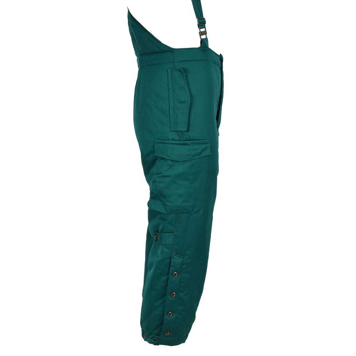 Pantaloni con bretelle termici originali militari austriaci, isolati per il freddo, verdi