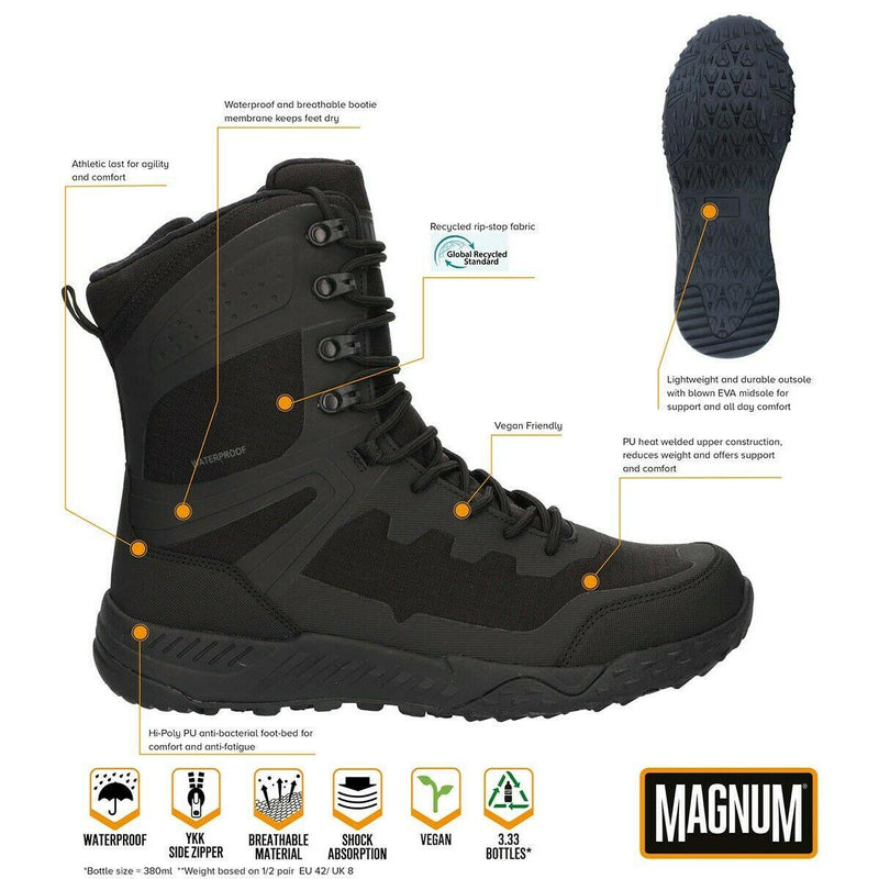 Magnum Ultima 8.0 Stivali da combattimento impermeabile escursioni Trek di Trek leggero nero