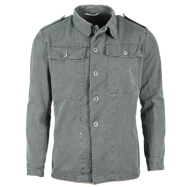Giacca da lavoro d'esercito svizzero genuino giacca militare in denim grigio surplus vintage