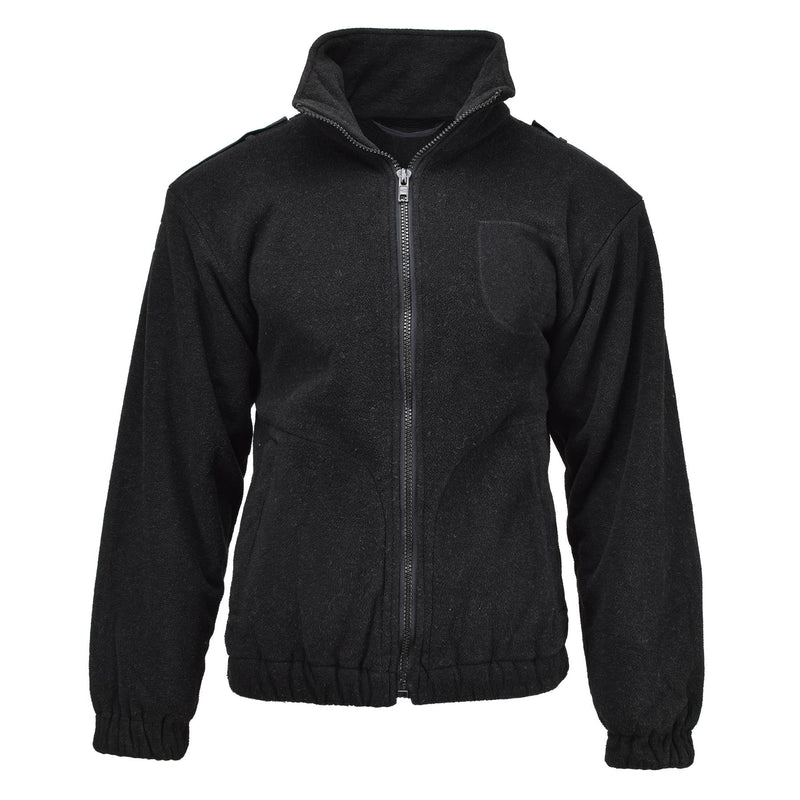 Giacca in pile di polizia militare olandese originale maglione caldo jumper inverno nero