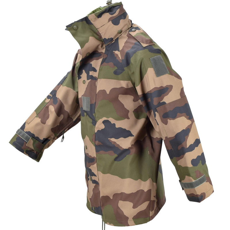 Giacca da trilaminio impermeabile dell'esercito francese genuino camo goretex con cappuccio da pioggia parka