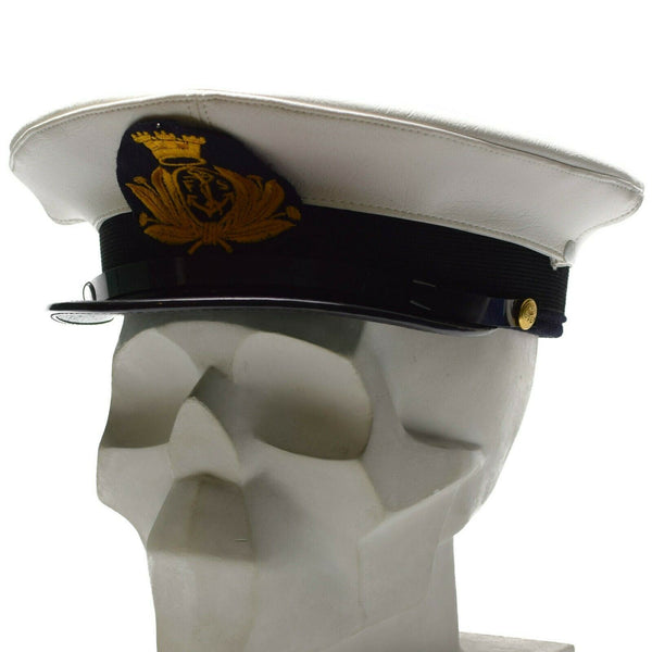 Guido esercito italiano blu scuro puntato a punta della visiera militare foraggio bianco marine cappello