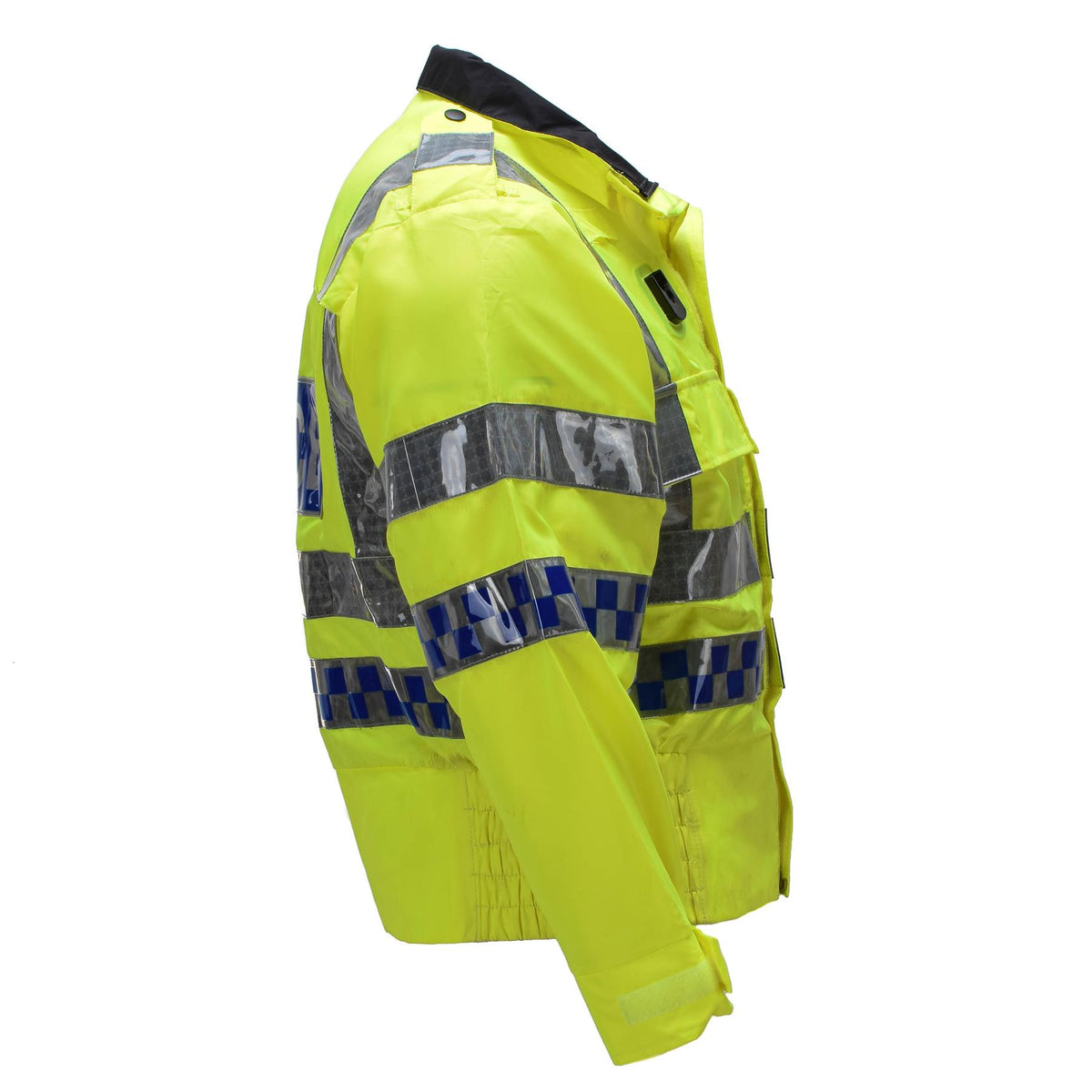Giacca uniforme riflettente ad alta visibilità originale della polizia scozzese gialla