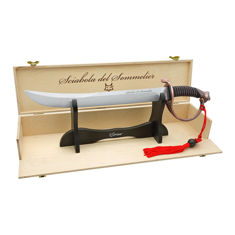 Foxknives Sommelier's Sabre Champagne Sabrage Spada Spada Visualizza in legno Case