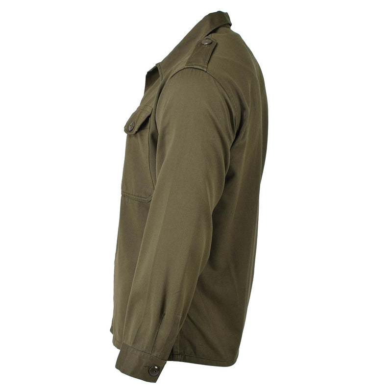 Shirt a maniche lunghe a maniche lunghe di olive militari austriaci originale Abito casual leggero nuovo