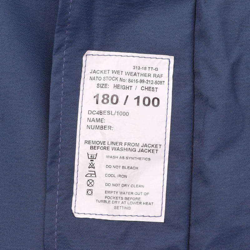 Giacca da pioggia originale delle forze dell'aria reale britannica Goretex Raf Wet Weather Coat blu