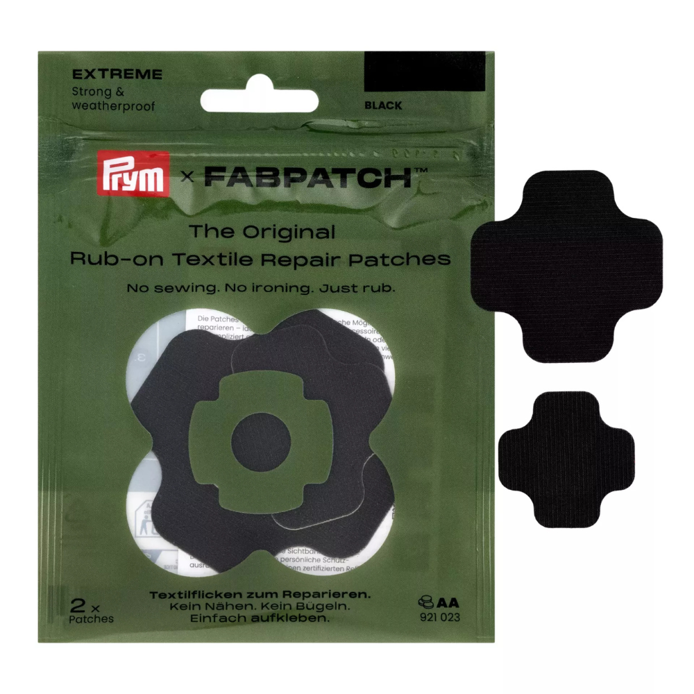 Prym FabPatch EXTREME Toppe autoadesive per riparazioni idrorepellenti nere