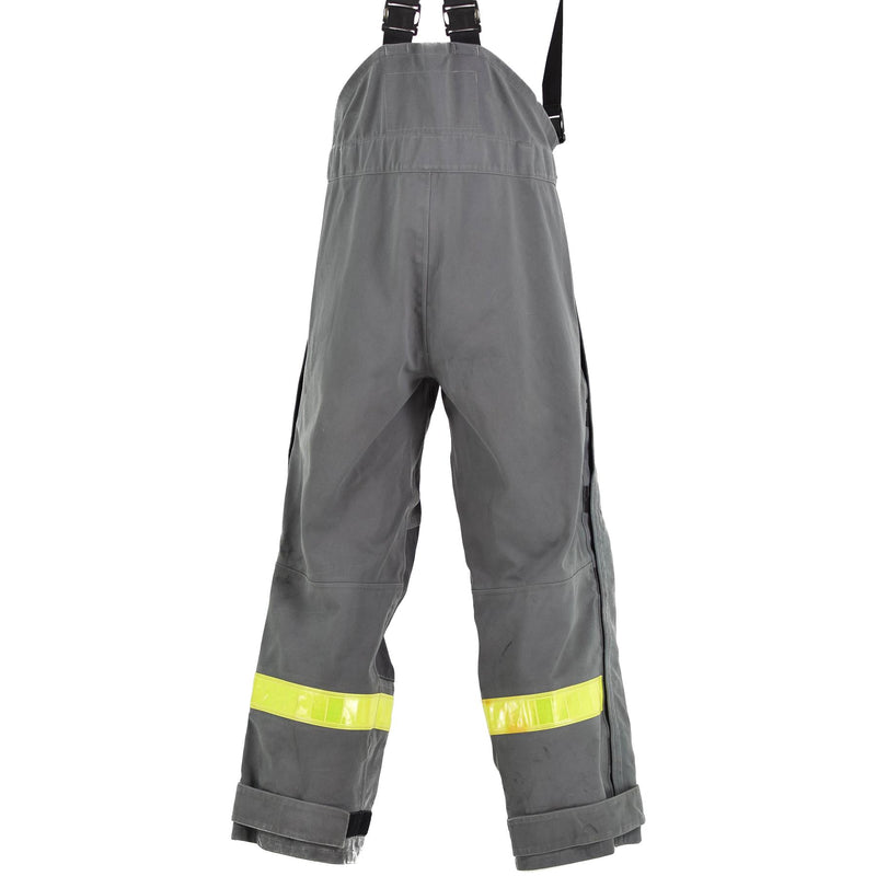 Pantaloni di protezione grigi tedeschi autentici resistenti al calore aramide bavaglino e parentesi graffe