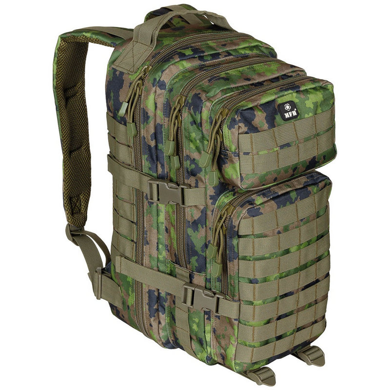 Zaino tattico MFH Assault I 30L Spallacci imbottiti MOLLE M05 Camo