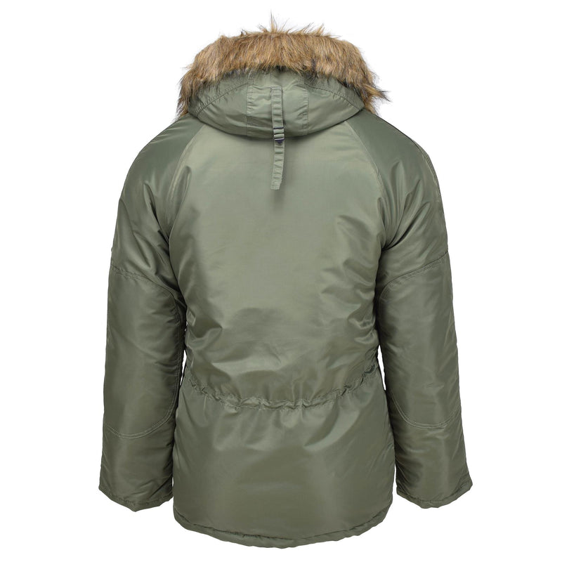 Mil-Tec Brand U.S. Style Military Aviator Parka N3B Furx Furx Hooded Olive Nuovo