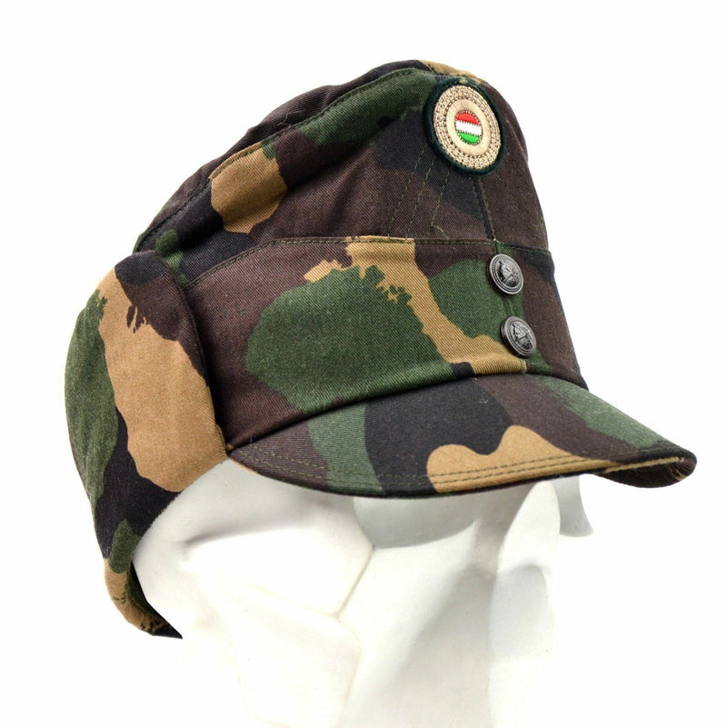 Cappello da campo militare del Cappuccio invernale mimetico ungherese con badge a colori NUOVO