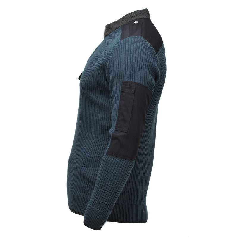 Genuino maglione di abbigliamento blu a costola per pentolo militare olandese olandese
