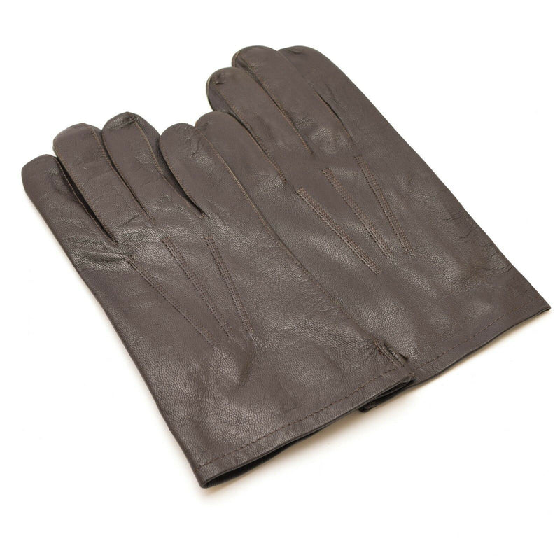 Autentici guanti dell'esercito belga in pelle marrone nero militare in surplus di dito pieno