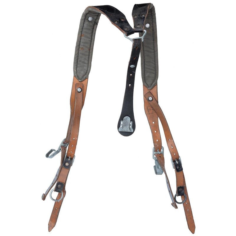 Bratine a trama a Y originali austriache vera in pelle venage surplus militare vintage