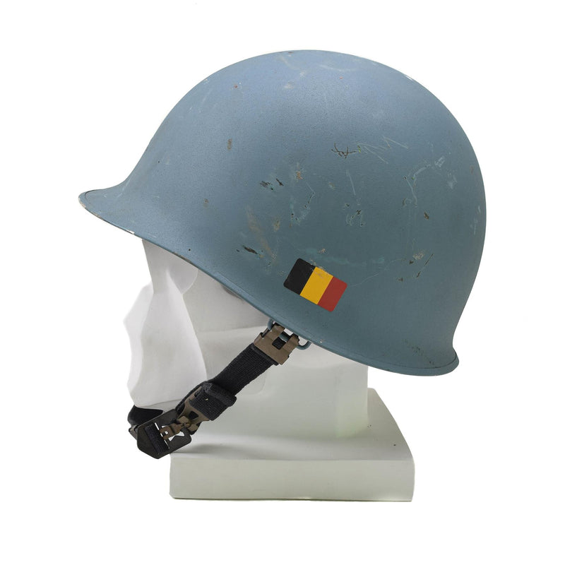 Casco di acciaio belga militare originale M51 Combatti tattici in PVC azzurro