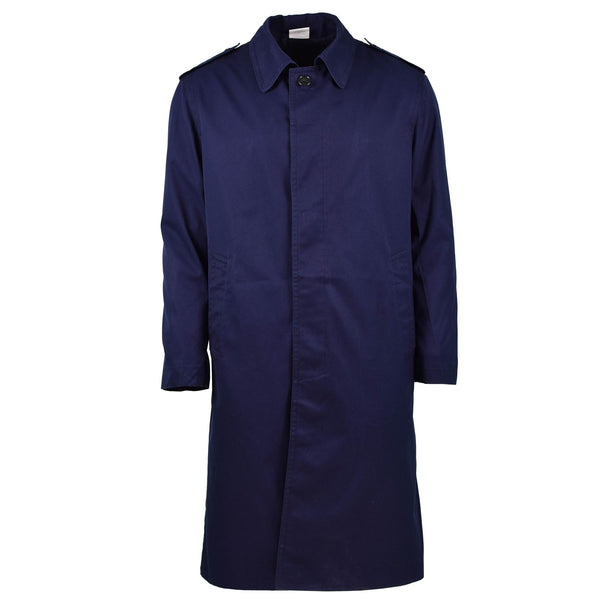 Autentico cappotto militare francese dell'esercito Air Force Trench Blue impermeabile