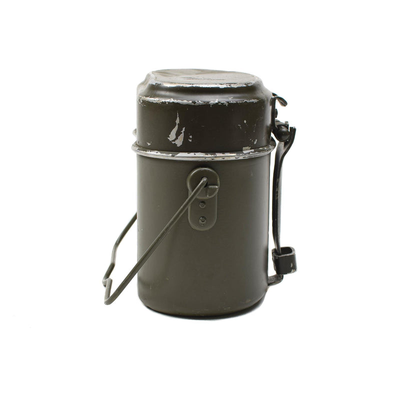 Kit di pasticcio militare austriaco originale in alluminio set di pentole da campeggio escursionistico oliva