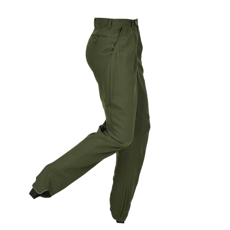 Pantaloni militari svedesi originali pantaloni per palette anteriori a pieghe verdi Nuovi