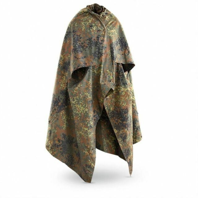 Genuino rifugio dell'esercito tedesco mezzo telone in tela impermeabile polatura poncho