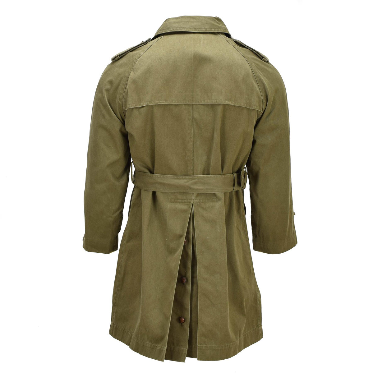 Trench militare spagnolo originale in gabardine da campo formale beige